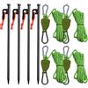 KXAOXGRC Pegs Tenda in Acciaio con, Set di 4 picchetti for Tenda Multicolori da 30 cm con puleggia a cricchetto tenditore Regolabile for Campeggio(Black)