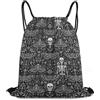 Generic Goth Skull Head Board Witch Black Art Borsa Coulisse Sacca Sportiva Stringa Pieghevole per Vacanze Donna Nuoto Borsa Palestra 36X42Cm