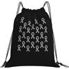 Generic Zaino con Coulisse Brain Cancers Awareness Gray Ribbon Borsa con Coulisse Grande capacità Drawstring Backpack Resistente Sacchetta Sportiva per Vacanze Unisex Viaggi