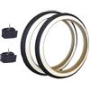 MADICKS 2 Copertoni 20" x 1.75 (47-406) + 2 Camere d'Aria per Bicicletta City Bike e Graziella - Pneumatici Strada Bianchi/Neri in Gomma con Fascia Bianca - Set Completo per Bici Passeggio
