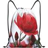 Generic Zaino con Coulisse Red Flower Bud Drawstring Backpack Pieghevole Sacchetta Sportiva Grande capacità Sportiva Zainetto per Spiaggia Scuola Vacanze