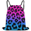 Generic Pink Purple Blue Cheetah Leopard Tasche Coulisse Zaino con Cordone Stringa Regolabile per Vacanze Spiaggia Uomo Borsa Palestra 36X42Cm
