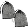 TOYANDONA 2 Sacche Rete Porta Palline Golf in Nylon Nero Tasca a Rete Forata e Chiusura a Coulisse, Resistente e Facile da Usare per Conservazione Sportiva