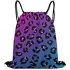 Generic Pink Purple Blue Cheetah Leopard Borsa Palestra Borse Moda Pieghevole per Escursionismo All'Aperto Spiaggia Borsa Coulisse 36X42Cm