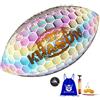 KPASON Pallone da calcio olografico, riflettente, luminoso, con pompa e borsa per il trasporto, misura ufficiale 9, per ragazzi e adulti, in pelle per tutte le stagioni