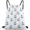 Generic Nautical Anchor Pattern Navy Blue Borsa con Cordoncino Borse Regolabile Pieghevole per Vacanze Uomo Donna Borsa Palestra 36X42Cm