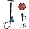 Topolenashop Pompa per Bicicletta con Manometro - Valvole Presta e Schrader - Pompa a Pedale con Tubo Flessibile - Per Bici, MTB, Auto, Moto e Palloni - Base Stabile Ergonomica VC01111