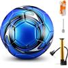 RNPKZ Pallone da calcio per bambini, misura 5, professionale, con pompa e borsa a rete, estremamente resistente, leggero e morbido, migliora il calcio, controllo e lancio, blu