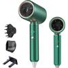 Guyisile Asciugacapelli Professionale 2200W con Motore AC, Tecnologia agli Ioni Anti-Crespo, 4 Temperature e 2 Velocità, con Diffusore e Bocchetta Concentratrice (Verde)