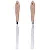 Housoutil Spatole per Pittura ad Olio Linee Lisce Manico in Legno Set 2 Pezzi e Lama in Acciaio Inossidabile, Strumento di Miscelazione Antiruggine per Artisti e Hobby Creativi