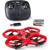 Carson Cyber Drone IR RTF - Quadcopter RC con Flip 360°, Modalità Headless, stabilizzazione giroscopica, illuminazione a LED, Drone telecomandata, Rosso