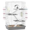 PawHut Gabbia per Criceti 4 Livelli 2 Ruote Silenziose 47x30x70cm Grigio