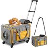 Pawinner Trasportino per cani con ruote, 45 x 33 x 33 cm, con trolley per auto e aereo, pieghevole, traspirante, portatile, per cani e gatti fino a 9 kg