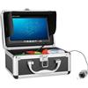 TRPLFGHZ Fotocamera da pesca, Kit videocamera subacquea for la pesca con fishfinder, 6 luci LED monitor a colori da 7 pollici for sul ghiaccio(IR LED 15M Cable)