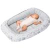 Medi Partners Riduttore Lettino Neonato - 100x60x15 Nido Antisoffoco Neonati Bozzolo Culla per Bebè neonata bilaterale Cuscino 100% Cotone Minky (Radura con grigio Minky)