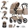 BEBBY passeggino trio, combinazione passeggino 3 in 1 cittadino con passeggino portatile con neonato pieghevole di lusso con modello ad alta vista (U9-X-BROWN, U9-X)