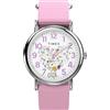 Timex x Peanuts Orologio da donna Weekender in Bloom 31 mm - Cinturino rosa quadrante bianco cassa argentata, Rosa