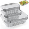 Notwoe ® Vaschette Alluminio, 30 Pezzi, 1750 ml, 700 ml, 410 ml. Vassoi in Alluminio con Coperchio, Ideali per Barbecue e Picnic. Riutilizzabili. (Argento-M30)
