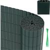 Herrselsam Tappetino frangivista in PVC per balcone, protezione da sguardi indiscreti con fascette per cavi, impermeabile, per giardino, balcone, piscina, 100 x 400 cm, verde