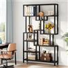 Tribesigns Etagere - Libreria industriale a 7 ripiani, 180 cm, in legno, con struttura in metallo, per soggiorno, casa, ufficio, colore marrone rustico, HOGA-NY110
