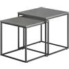 NMK HOME Tavolino da salotto 50x50 cm, set di 2 tavolini quadrati effetto cemento, gambe in metallo nero, design industriale salvaspazio per soggiorno, camera e zona relax