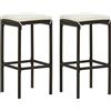 JHQHSM Set di 2 sgabelli da bar, marrone con cuscino in polyrattan e struttura in acciaio, in rattan PE resistente alle intemperie, per interni ed esterni, comodi cuscini con rivestimenti rimovibili,