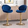 Ya-Home Set di 2 Sgabelli da Bar Sgabelli Cucina in Velluto Sgabelli Alti Moderni con Schienale Sedie da Bar Regolabile e Girevole per Penisola Cucina, Blu