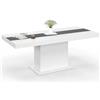 IDMarket - Tavolo da pranzo rettangolare allungabile EDEN 6-10 persone bianco con fascia centrale grigia 160-200 cm