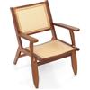 COSTWAY Poltrona Lounge, Poltrona Ergonomica in Rettan e Bambù con Schienale e Braccioli, Portata 150 kg, Sedia Bohemien per Soggiorno, Camera da Letto e Studio