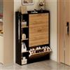 Ztexkee Scarpiera Salvaspazio Slim Scarpiera ingresso Scaffali portascarpe con 4 scomparti Scarpiera a 3 ante Può contenere 18-24 paia di scarpe 80x24x122cm Nero e arancione