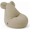 POKAR Pouf Bambini con Orecchie di Topo 68x68x50 cm | Poltroncina Sacco in Tessuto Bouclé e Imbottitura Schiuma PU | Sedia Montessori per Cameretta e Gioco | OEKO-TEX | Made in EU | Beige Accogliente