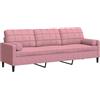 vidaXL Divano a 3 Posti con Cuscini Rosa 210 cm in Velluto, divano, sofà, divano imbottito, divanetto, poltrona, divano lounge, divano da soggiorno