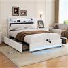 BIYFSDS Struttura per letto 140x200 con sommier LED e USB, letto matrimoniale imbottito 140x200 cm con 4 cassetti e testata con spazio di archiviazione, struttura per letto imbottita per letto a due piazze