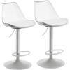 SEPNINE Coppia Sgabelli da Bar, Sgabelli Cucina Moderni Design, Sgabello Alto con Schienale Trasparente, Sgabello Cucina Regolabile in Altezza per Sala da Pranzo, Bar Bianco