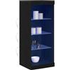 vidaXL Madia LED Rovere Nero 41 x 37 x 100 cm Legno multistrato, Mobile da pranzo, rettangolare, moderno, storage multiuso, luci USB, legno ingegnerizzato, piano in vetro