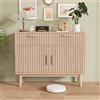 KEFSR Consolle rustica con 2 ante e 2 cassetti, 100 x 80 x 35 cm, buffet moderno con design cavo e traspirante, strisce di legno, organizer per armadio per soggiorno, ingresso (colore legno)