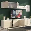 Dmora - Parete attrezzata Galliner, Composizione soggiorno, Mobile salotto multiuso, Armadio porta TV, 200x40 h43 cm, Bianco e Rovere