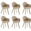 GrandCA HOME Set di 6 Sedie da Pranzo Sedie da Cucina Moderne con Gambe in Legno di Faggio, Poltrone per Sala da Pranzo, Soggiorno, Cucina, Beige