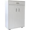 eacommerce | Scarpiera 4 ripiani, 2 ante, 1 cassetto | Legno melaminico, 63x33x95H cm | Ripiani inclinati, piedini in ABS | Organizzazione scarpe salvaspazio (Bianco Nordico)
