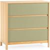 HOMN LIVING Cassettiera Nassau 3 cassetti, Effetto Rovere/Verde, 80 cm (Larghezza) x 40 cm (profondità) x 80 cm (Altezza)