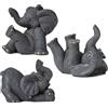 Wisifayardin Set di 3 statuette di elefanti in resina grigia, collezione di decorazioni per la casa, regalo, statuette di animali, decorazione Feng Shui per casa e ufficio