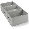 edihome, Organizer Armadio con Divisori per Cassetti, Contenitori Salvaspazio per Vestiti e Jeans, Organizzatore Pieghevole per Magliette e Biancheria (Pack 3 unità - Senza Divisori - Grigio chiaro)