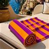 PETTI Artigiani Italiani - Telo Mare Microfibra, Asciugamano Mare o Piscina, Telo per Lettino Spiaggia, Grande 90x180 cm, Righe Arancio Prugna
