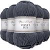Utopia Crafts Velvet Lux - Filato di ciniglia super morbido per lavorare a maglia e uncinetto, 5 confezioni da 100 g (grigio ardesia)