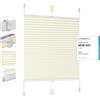 Sekey Tenda plissettata senza fori, tenda avvolgibile plissettata senza fori, 70 x 120 cm, per porte e finestre, opaca, protezione solare, 70 cm di larghezza, beige