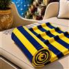 PETTI Artigiani Italiani - Telo Mare Microfibra, Asciugamano Mare o Piscina, Telo per Lettino Spiaggia, Grande 90x180 cm, Righe Giallo Blu Elettrico