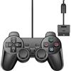DISCORAMA - CONTROLLER CABLATO COMPATIBILE PS1 PS2 PS2 SLIM NERO 1.8M DOPPIA VIBRAZIONE JOYSTICK ANALOGICI D-PAD REATTIVO PLUG & PLAY GAMEPAD PER CONSOLE RETRO GAMING