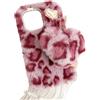 SEHEYA Cover Peloso Cuore per Xiaomi Redmi Note 12 4G Custodia in Peluche Soffici Morbido TPU Bumper Carino Ciondolo di Pompon Fluffy Case Ragazze Donne, Leopardo Rosa