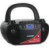Beatfoxx CDB-1016U BK Boombox con cassetta, lettore CD, radio, Bluetooth e USB - Registratore con ingresso AUX e uscita cuffie - Funzionamento tramite cavo di alimentazione o 6 batterie tipo C -