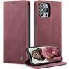 Monweicz Cover Compatibile con IPhone 13 Pro Max, Custodia Portafoglio con Slot per Scheda, Protezione Completa Premium in Pelle PU, Flip Libro Magnetica IPhone 13 Pro Max, Vino Rosso